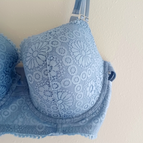 NWT Aerie Sky Blue Lace Balcinette Bra, Size 40DD - Picture 7 of 16